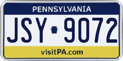 PA license plate JSY9072