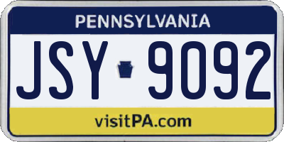 PA license plate JSY9092