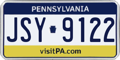 PA license plate JSY9122