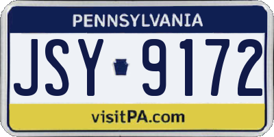 PA license plate JSY9172
