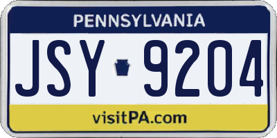 PA license plate JSY9204