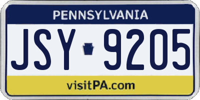 PA license plate JSY9205