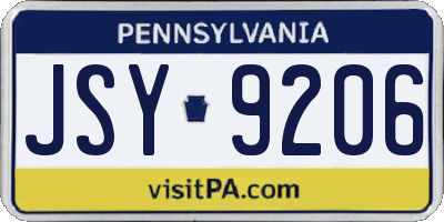 PA license plate JSY9206