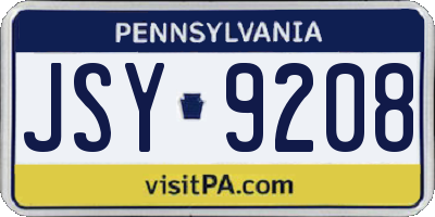 PA license plate JSY9208