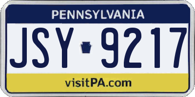 PA license plate JSY9217