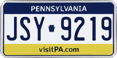 PA license plate JSY9219