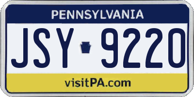 PA license plate JSY9220