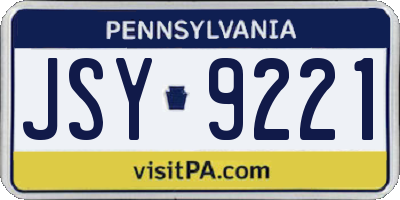 PA license plate JSY9221