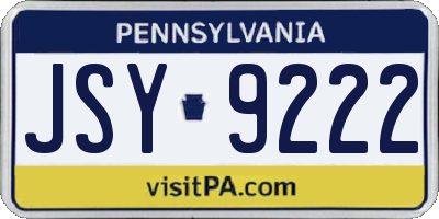 PA license plate JSY9222