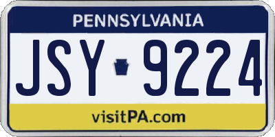 PA license plate JSY9224