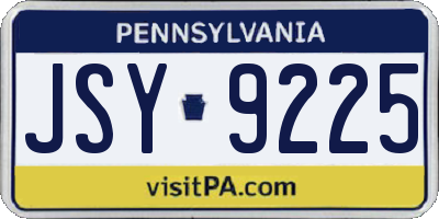 PA license plate JSY9225