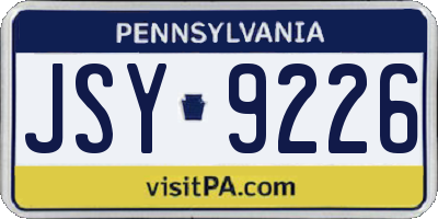 PA license plate JSY9226