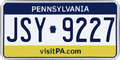 PA license plate JSY9227