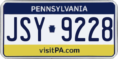 PA license plate JSY9228