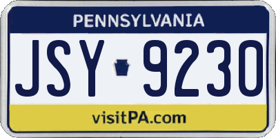 PA license plate JSY9230