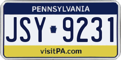 PA license plate JSY9231