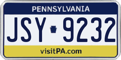 PA license plate JSY9232