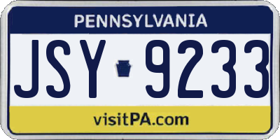 PA license plate JSY9233