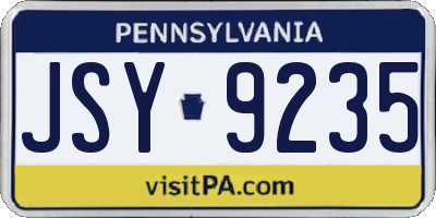 PA license plate JSY9235
