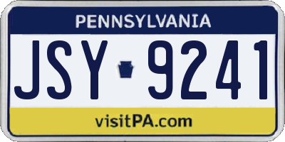 PA license plate JSY9241