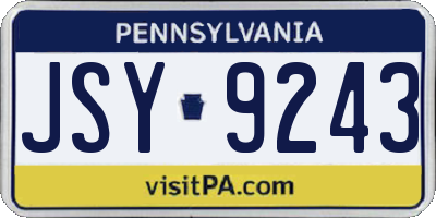 PA license plate JSY9243