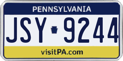 PA license plate JSY9244