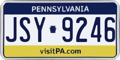 PA license plate JSY9246