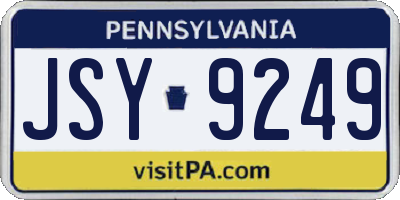 PA license plate JSY9249