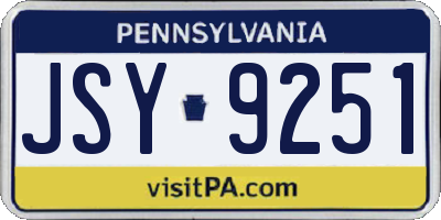PA license plate JSY9251