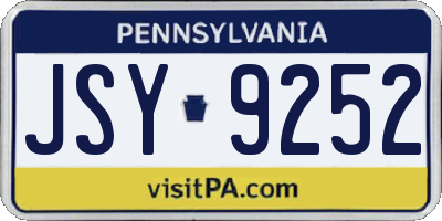 PA license plate JSY9252