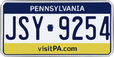 PA license plate JSY9254