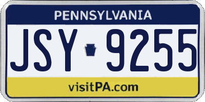 PA license plate JSY9255