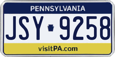PA license plate JSY9258