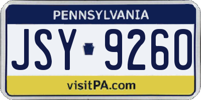 PA license plate JSY9260