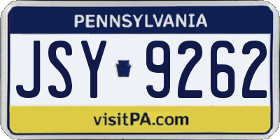 PA license plate JSY9262