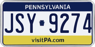 PA license plate JSY9274