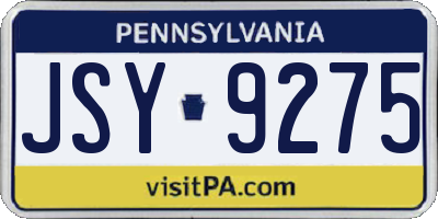 PA license plate JSY9275