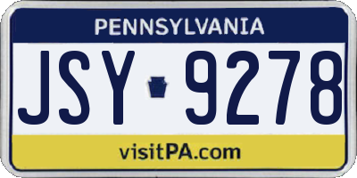 PA license plate JSY9278