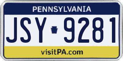 PA license plate JSY9281