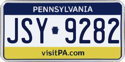 PA license plate JSY9282