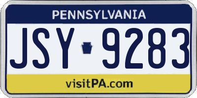 PA license plate JSY9283