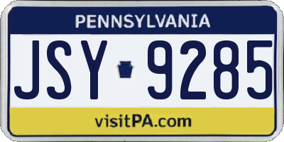 PA license plate JSY9285