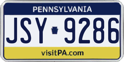 PA license plate JSY9286