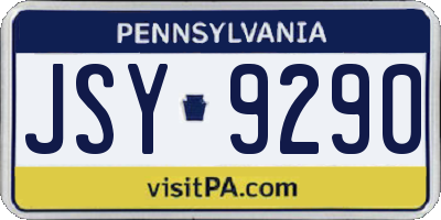 PA license plate JSY9290