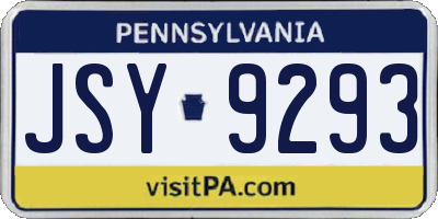 PA license plate JSY9293