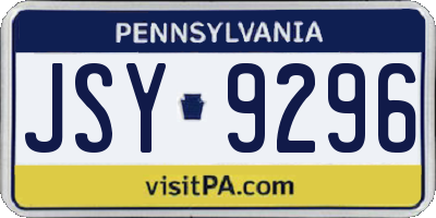 PA license plate JSY9296