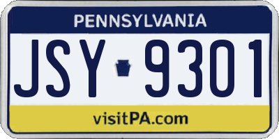 PA license plate JSY9301