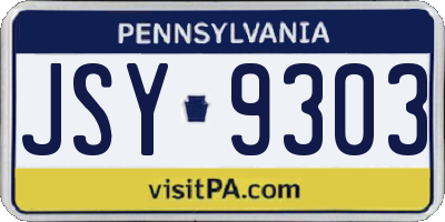 PA license plate JSY9303
