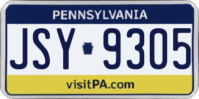 PA license plate JSY9305
