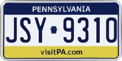 PA license plate JSY9310